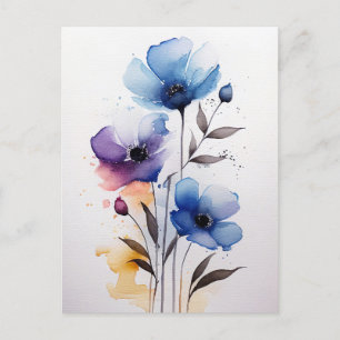 Lila- och blåfärgsblommor vykort