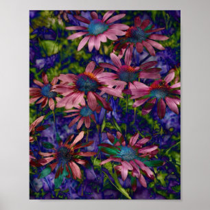 Lila- och blåkolsblommor poster