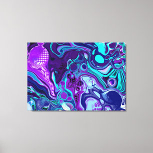 Lila och blått Abstrakt - Fluid Art Canvastryck