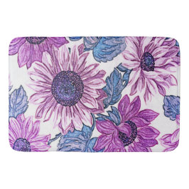 Lila och blått Blommigt Delight Bath Mat Badrumsmatta