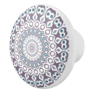 Lila och Blått Geometriskt Mandalamönster Knopp