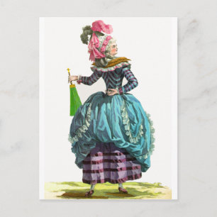 Lila och blått nödläge Fransk Mode Teckning Vykort