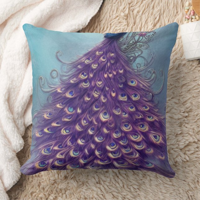 Lila och blått,Peacock Svan Design Dekorativ kudde (Filt)