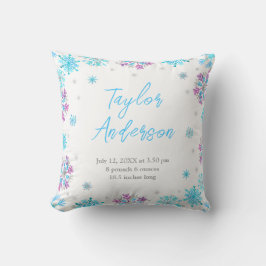 Lila och blått Snöflingor födelsetal Kudde