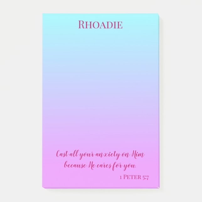 Lila och blått Söt, inspirationell fred Post-it Block (Framsida)