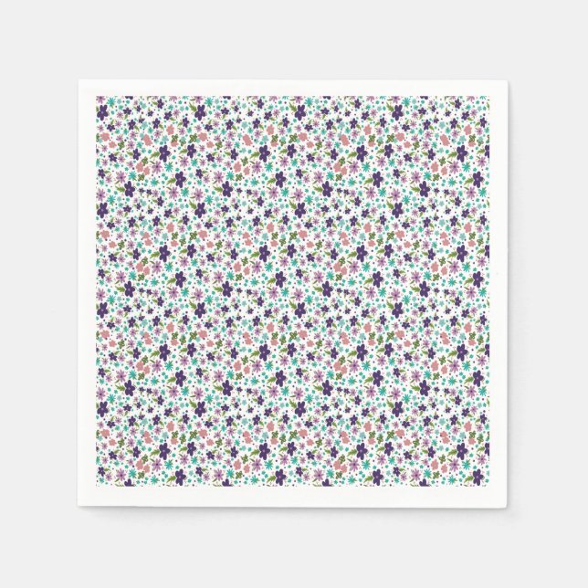 Lila och Blommigt av kalk Pappersservett (Framsidan)