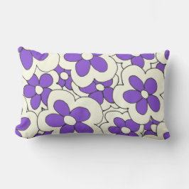 Lila och blomsterdesign i hand plockade lumbarkudde