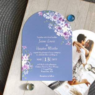 Lila och Blue Boho Ro Garden Wedding Inbjudningar