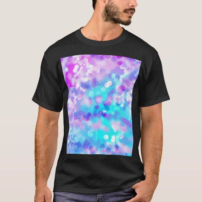 Lila och Blue Bokeh 7518 T Shirt (Framsida)