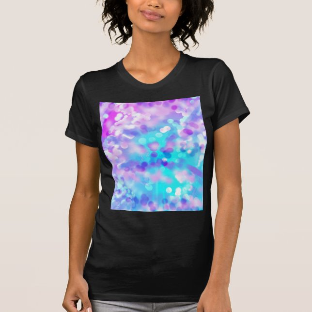 Lila och Blue Bokeh 7518 T Shirt (Framsida)