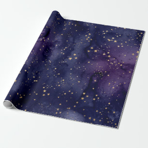 Lila och Blue Galaxy med Stars Presentpapper