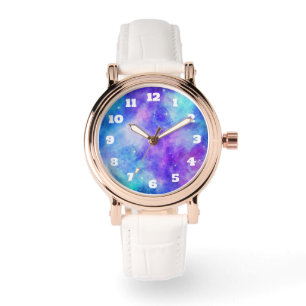 Lila och Blue Galaxy Space Abstrakt Armbandsur