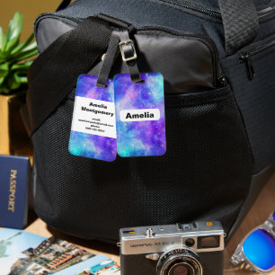 Lila och Blue Galaxy Space Abstrakt Bagagebricka