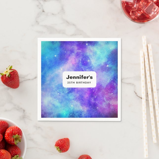 Lila och Blue Galaxy Space Abstrakt Birdag Pappersservett (Insitu)