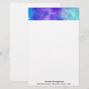 Lila och Blue Galaxy Space Abstrakt Brevpapper