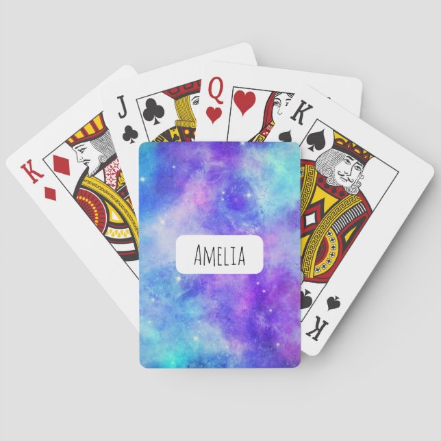 Lila och Blue Galaxy Space Abstrakt Casinokort (Baksidan)
