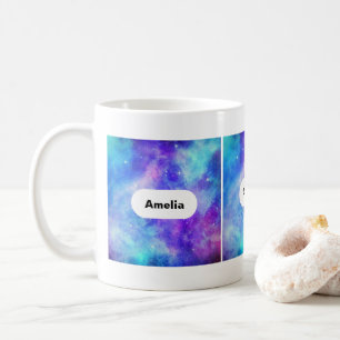 Lila och Blue Galaxy Space Abstrakt Kaffemugg