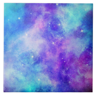 Lila och Blue Galaxy Space Abstrakt Kakelplatta