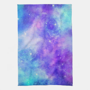 Lila och Blue Galaxy Space Abstrakt Kökshandduk