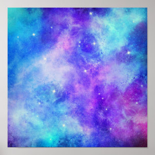 Lila och Blue Galaxy Space Abstrakt Poster