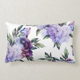 Lila och Blue Giant Peonies Lumbarkudde