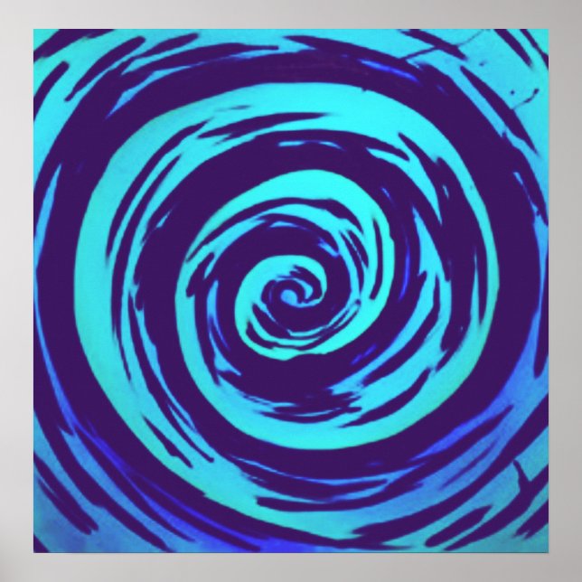 Lila- och Blue Hypnotic Swirl Art Poster (Framsidan)
