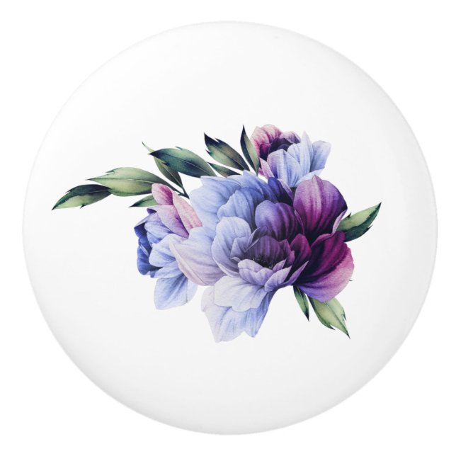 Lila och Blue Lush Peony Clear Image Knopp (Framsidan)