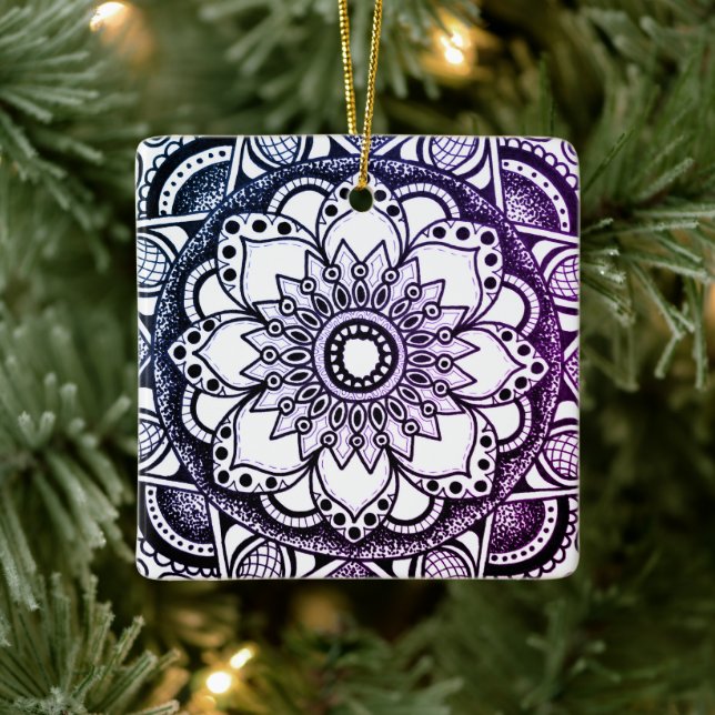 Lila och Blue Mandala Art Ornament (Träd)