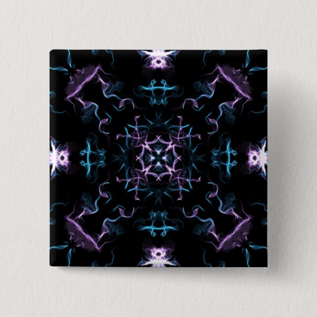 Lila och Blue Mandala Flower Knapp (Framsida)