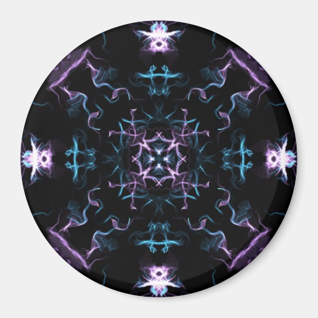 Lila och Blue Mandala Flower Magnet (Framsidan)