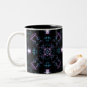 Lila och Blue Mandala Flower Två-Tonad Mugg