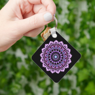 Lila och Blue Mandala Keychain Nyckelring