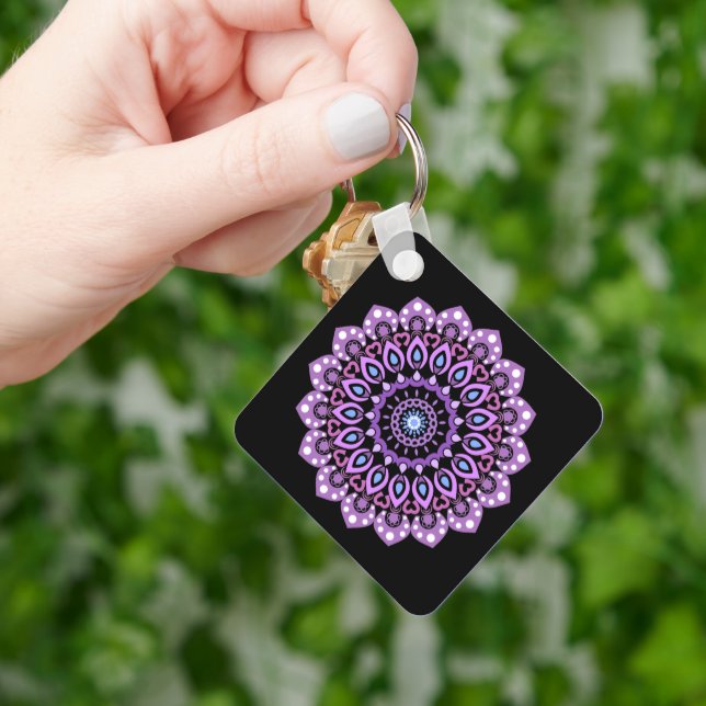 Lila och Blue Mandala Keychain Nyckelring (Hand)