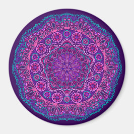 Lila och Blue Paisley Mandala Magnet