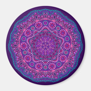 Lila och Blue Paisley Mandala Magnet