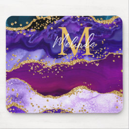 Lila och Blue Peacock Faux Glitter Agate Musmatta