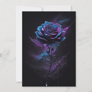 Lila och Blue Starry Black Ro Stänk Art Tack Kort