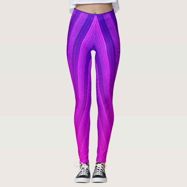 Lila- och Blue Stripe-lackering Leggings (Framsida)