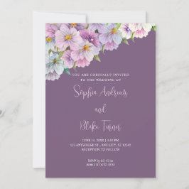 Lila och Blue Wildblommor Lila Garden Wedding Inbjudningar