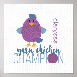 Lila- och Blue Yarn Chicken Champion Poster