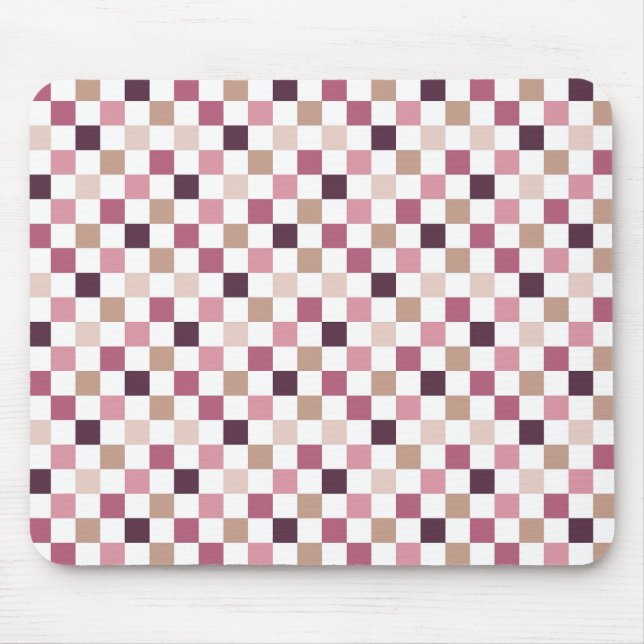 Lila och Brun Rutig Mozaik Minimalistisk Musmatta (Framsidan)