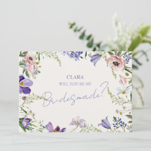 Lila och Cream-Blommigten Borderade WeddingBridesm Inbjudningar