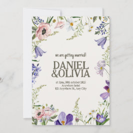 Lila och Cream-Blommigten Bröllop Inbjudningar