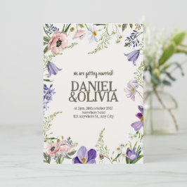 Lila och Cream-Blommigten Bröllop Inbjudningar