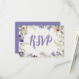 Lila och Cream-Blommigten Bröllop OSA Kort