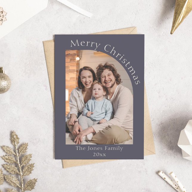 Lila och Cream Modern Arch Photo jul Julkort (modern boho purple arch photo christmas holiday card)