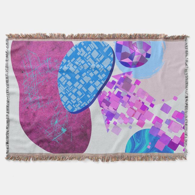 Lila och cyanmoderna former filt (Framsidan)