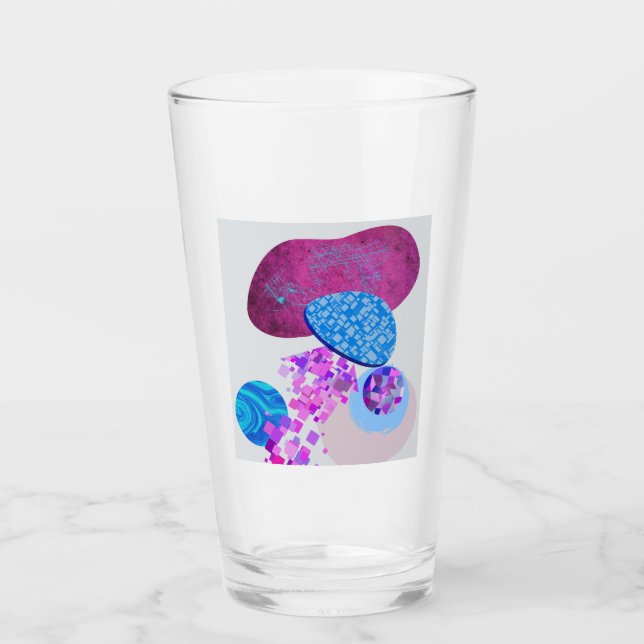 Lila och cyanmoderna former glaskopp (Framsida)