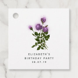 Lila och Elfenbensfärgade Blommor Gåvor Etiketter
