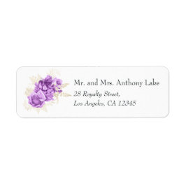 Lila och elfenbensfärgade blommor returadress etikett